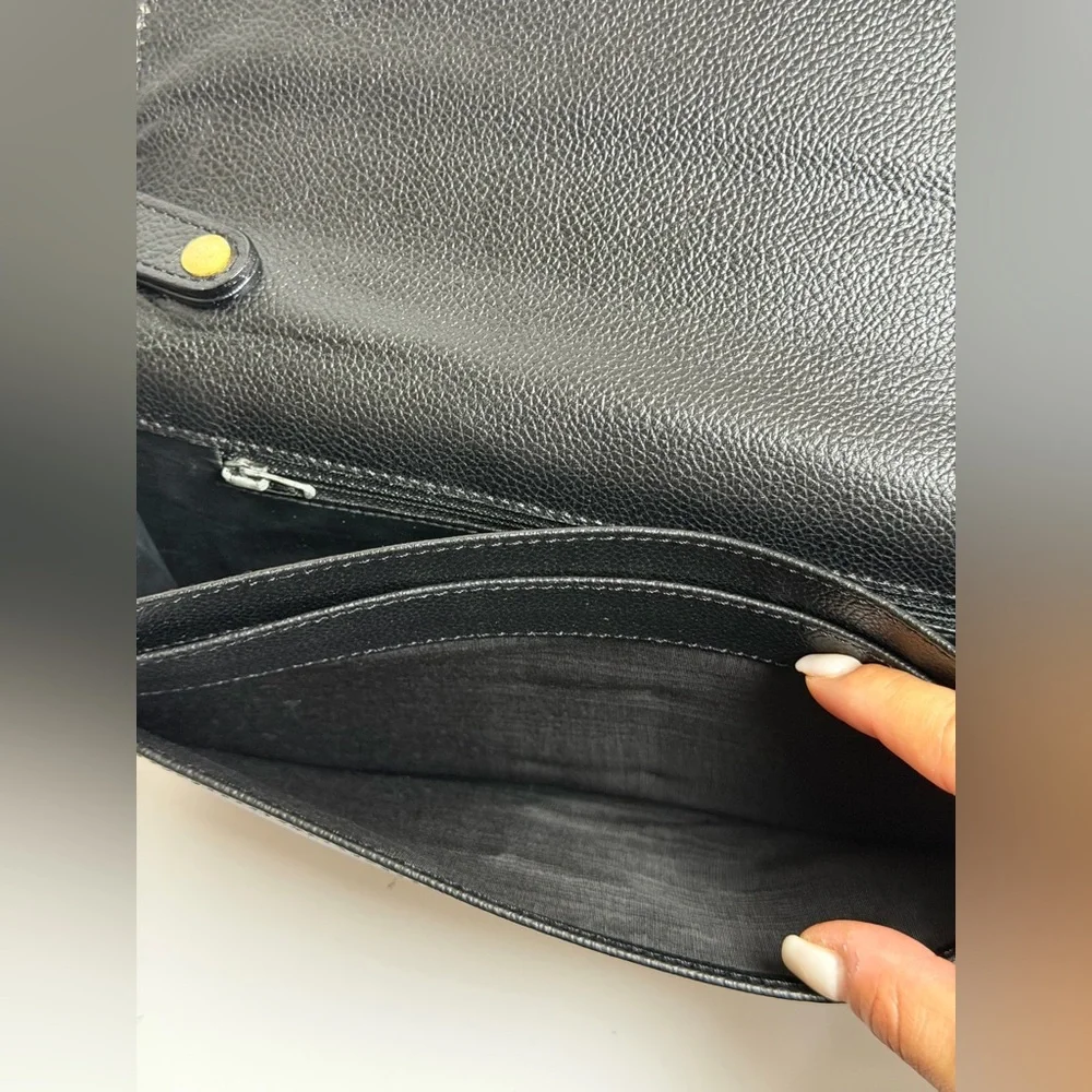 Vintage Givenchy Gentleman Black PebblLeather Pochette Clutch Wristlet Push Lock